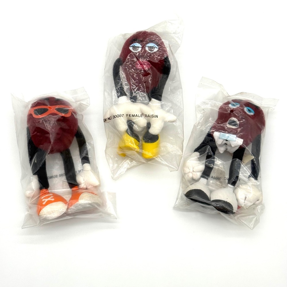 California Raisins Plush Set 3 Vintage 1988 Applause New 80s